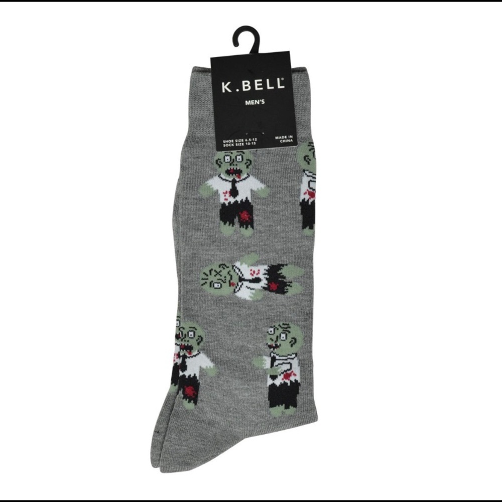 K. BELL Men's Crew All-Over Zombie Socks